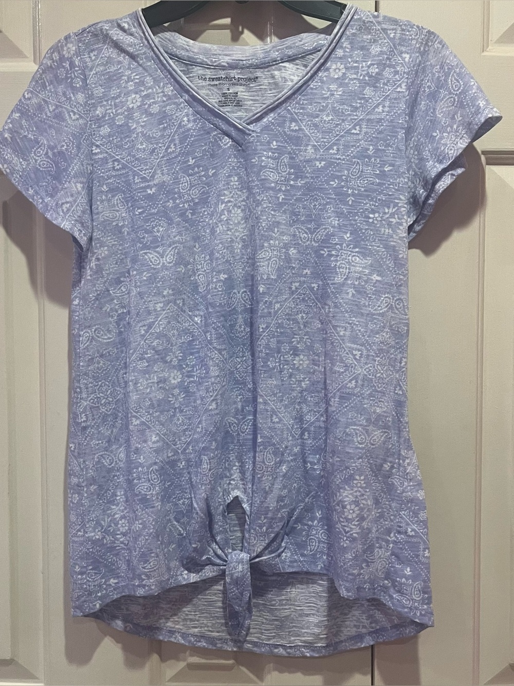 The SweatShirt Project Women’s Cotton V-neck Short-Sleeve Top Size S floral